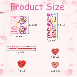 AouEtnay 28 Pack Valentines Day Stationery Kids Gift Set with Pencils, Erasers, Cards, Stickers for Kids Valentines Day Classroom Gifts and Party Favors
