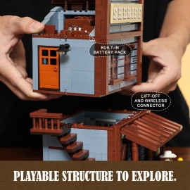 Funwhole Sheriff\'s-Office Lighting Building-Bricks Set - The Old West Sheriff\'s Office LED Light Construction Building Model Set 1240 Pcs for Adults and Teen