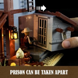 Funwhole Sheriff\'s-Office Lighting Building-Bricks Set - The Old West Sheriff\'s Office LED Light Construction Building Model Set 1240 Pcs for Adults and Teen