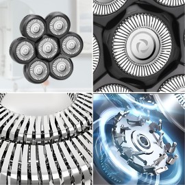 Wanocean 7 Men\'s Electric Shaver Replacement Heads, Razor Head Shavers for Bald and Face, Shaving Beard Cutter for Men with Brush Accessories, 1PC Wanocean 7 Men\'s Electric Shaver Replacement Heads, Razor Head Shavers for Bald and Face, Shaving Beard Cutter for Men with Brush Accessories, 1PC