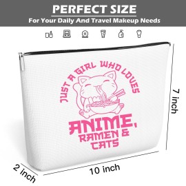 JJOINUS Cat Makeup Bag Gifts, Cute Cosmetic Bag Just A Girl Who Love Cats Themd For Daughters, Christmas Gifts for Teen Girl, Bests Sisters, Friends, Birthday White Elephant 10x7 Inch