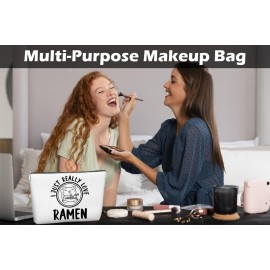 JJOINUS Cat Makeup Bag Gifts, Cute Cosmetic Bag Just A Girl Who Love Cats Themd For Daughters, Christmas Gifts for Teen Girl, Bests Sisters, Friends, Birthday White Elephant 10x7 Inch