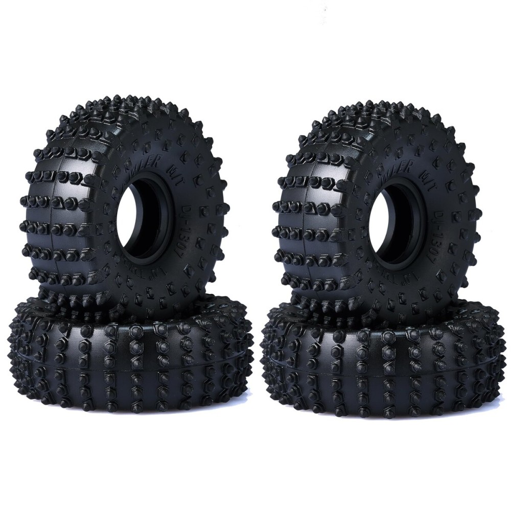 DJCRAWLER Super Soft 1.0 Pin Tires, 72 * 27mm Sticky Crawler Tire for TRX4M 1/18 1/24 RC Crawler Car Axial SCX24 FMS FCX24 AX24 Upgrade Wheel, Rock Crawler Tyres, Come with Double Layer sponges