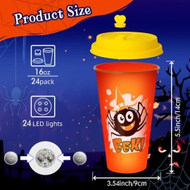 FZR Legend 24 Pack Halloween Party Decorations, Glow Halloween Cups, Pumpkin, Bat, Ghost Spider Horror Party Goodie Cups, Halloween Party Supplies, Halloween Party Decor Adults Party Birthday Favor