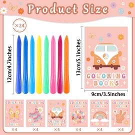 CHUNNIN 48Pcs Bulk Groovy Coloring Books with Crayons Boho Rainbow Coloring Books for Kids Hippie Bus Retro Flowers Pattern DIY Hand Drawing for Boys Girls Groovy Birthday Party Favors