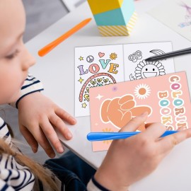 CHUNNIN 48Pcs Bulk Groovy Coloring Books with Crayons Boho Rainbow Coloring Books for Kids Hippie Bus Retro Flowers Pattern DIY Hand Drawing for Boys Girls Groovy Birthday Party Favors