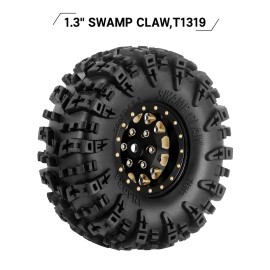 INJORA 1.3 Wheel Tires Set S5 Swamp Claw Mud Terrain Tires 70 * 27mm for 1/18 1/24 RC Crawler Car(Black Gold)