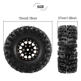 INJORA 1.3 Wheel Tires Set S5 Swamp Claw Mud Terrain Tires 70 * 27mm for 1/18 1/24 RC Crawler Car(Black Gold)