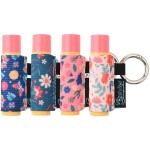 Beautyflier Cute Elastic Lip Balm Holder Keychain, Lipstick Sleeve Lip Gloss Sleeve Holder for Burts Bees Chapstick, Lip Balm Holder Compatible with Blistex Lip Balm (Flowers, 4pcs)
