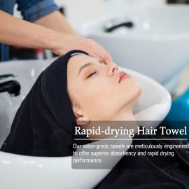 Puomue 6 Pack Black Salon Towels, Super Soft and Absorbent Microfiber Hair Towel for Salon, Bath, Spa, Pool and Home, 27 inch X 16 inch, Black