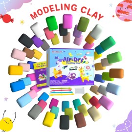 Air Dry Clay 56 Colors, Modeling Clay for Kids, DIY Model Magic Clay, Molding Clay Kit with Sculpting Tools, Non-Sticky Soft and Super Light, Arts and Crafts Gift for Boys Girls Kids.