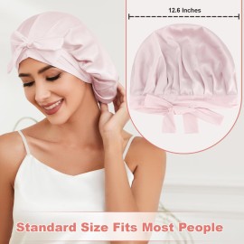 Western Gull 22 Momme 100% Mulberry Silk Bonnet for Sleeping Hair Care Women, Adjustable Bands Silk Hair Wrap for Sleep (Pink)