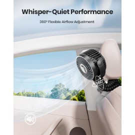 SHEWIND Stroller Fan, 4000mAh Portable Battery Operated Smal Clip on Fan, 4 Speed Rechargeable Mini Personal Cooling, Travel for Baby Car Seat Crib(Black)