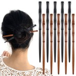 10 Pcs Retro Hair Chopsticks for Women Wooden Hairpin for Buns Bamboo Shape Hair Pins for Long Hair Hair Accessories for Women Girls Daily Hair Decoration(Black, Brown)