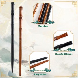 10 Pcs Retro Hair Chopsticks for Women Wooden Hairpin for Buns Bamboo Shape Hair Pins for Long Hair Hair Accessories for Women Girls Daily Hair Decoration(Black, Brown)