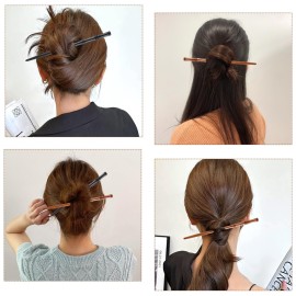 10 Pcs Retro Hair Chopsticks for Women Wooden Hairpin for Buns Bamboo Shape Hair Pins for Long Hair Hair Accessories for Women Girls Daily Hair Decoration(Black, Brown)