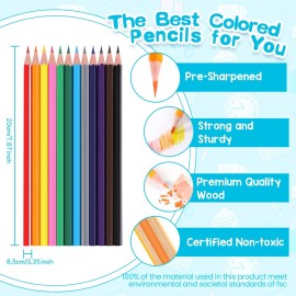 288 Count Colored Pencils Bulk, 24 Packs Colored Pencils for Kids 12 Colors, Pre-sharpened Coloring Pencil for Adults, Bulk School Supplies for Teachers, Back to School Supplies, Classroom Prizes