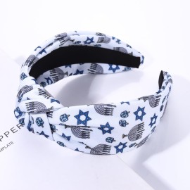 vokone Hanukkah Headband Dreidl Menorah Star of David Knotted Headband Wide Hairband Hanukkah Costume Headwear Hair Accessories (White Hanukkah) vokone Hanukkah Headband Dreidl Menorah Star of David Knotted Headband Wide Hairband Hanukkah Costume Headwear Hair Accessories (White Hanukkah)