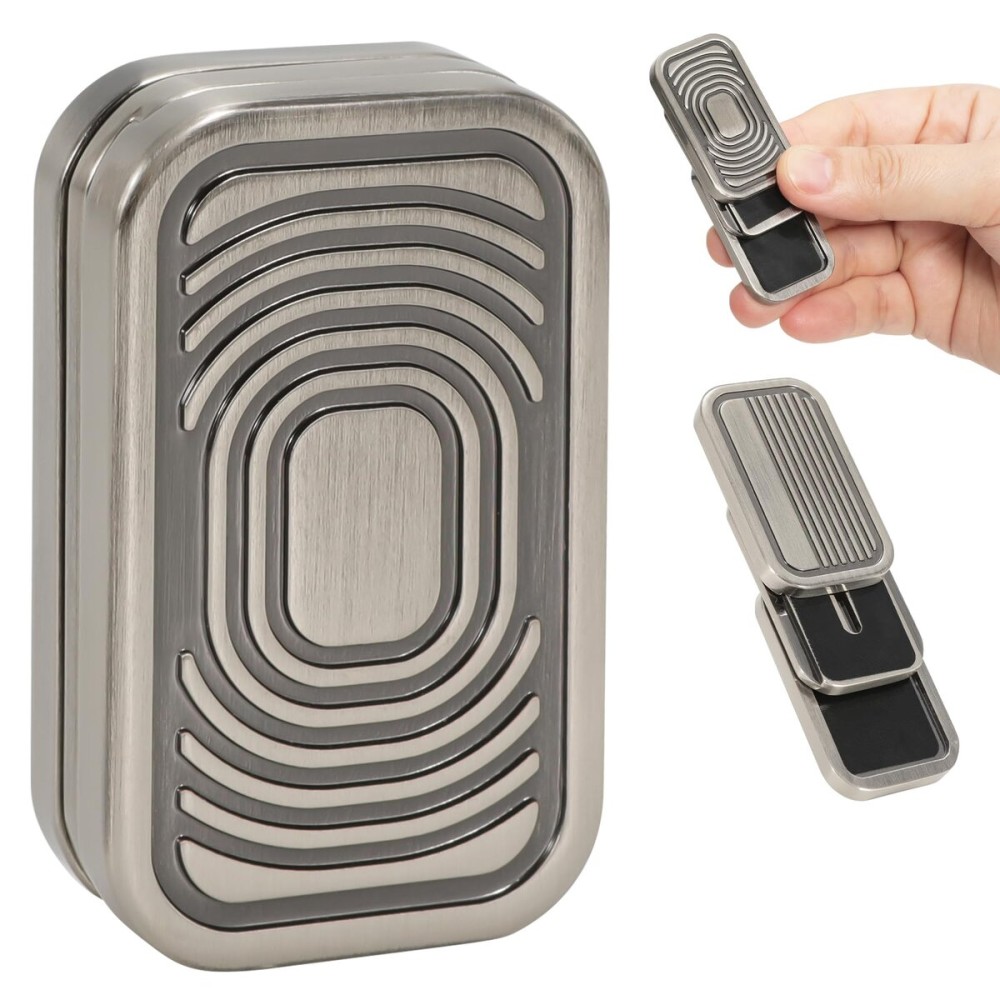 JUDIXY Magnetic Fidget Slider 3 Layer, Fidget Toys Adults for Stress Relief ADHD Anxiety with Click Sound, Portable Desk Fidget Gadget, Gifts for Boyfriend Husband Father (Silver)