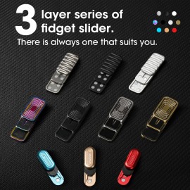 JUDIXY Magnetic Fidget Slider 3 Layer, Fidget Toys Adults for Stress Relief ADHD Anxiety with Click Sound, Portable Desk Fidget Gadget, Gifts for Boyfriend Husband Father (Silver)