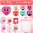 Halloscume 48 Sets Valentine Heart Stress Ball Bulk with Organza Bags and Valentine Cards Stress Relief Fidget Toy Heart Fidget Toy for Valentine Party Favors Classroom Prize Exchange Gifts