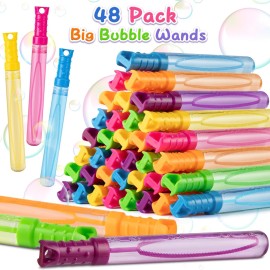 Jumlys 48 Pack Big Bubble Wands Bulk in 6 Colors, Bulk Party Favors for Kids, Ideal for Easter, Summer, Halloween, Valentine, School Classroom Prizes for Boys & Girls, Ideal Goodies Bags Stuffers