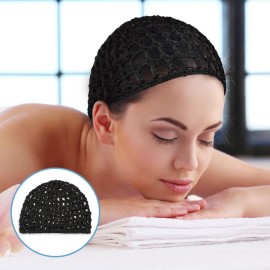 Abeillo 3PCS Crochet Hair Net, Hair Wrap Net, Mesh Wrapping Hair Nets Cap Soft Reusable Crocheted Sleep Cap for Women, Hair Wrap for Sleep Hair Silk Tidy (Black), Large