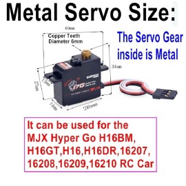 ZDingTech Upgrade Metal Servo + Metal Servo Arm Parts for MJX Hyper Go Servo 16701,for Hyper Go H16BM Upgrade Servo,for Mjx Hyper Go H16 H16GT Servo Parts,H16DR,16207 16208 16209 16210 Servo.