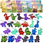 Valentines Day Gifts for Kids,Valentines Cards for Kids Classroom with Dinosaur Pop Fidget Toys,Valentines Exchange Gifts for Kids Classroom,Valentines Party Favors for Boys Girls