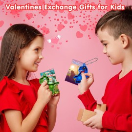 Valentines Day Gifts for Kids,Valentines Cards for Kids Classroom with Dinosaur Pop Fidget Toys,Valentines Exchange Gifts for Kids Classroom,Valentines Party Favors for Boys Girls