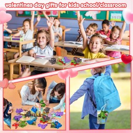 Valentines Day Gifts for Kids,Valentines Cards for Kids Classroom with Dinosaur Pop Fidget Toys,Valentines Exchange Gifts for Kids Classroom,Valentines Party Favors for Boys Girls
