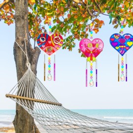 Ayhuhra 24 Sets Valentine\'s Heart Suncatcher Wind Chimes DIY Window Paint Art Craft Kits Crystal Pendant Heart Sun Catchers for Valentine\'s Day & Mother\'s Day Gifts Art Project