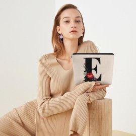 Personalized Makeup Bag with Initials, Letter B Cosmetic Bag Toiletry Pouch A-Z Travel Make up Bag Monogram Toiletry Bag, Gifts for Women Teens Girls (B)