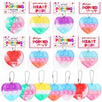 HEMEIYU 28Pcs Heart Shape Pop Fidget Toy with Valentine\'sDay Card for Kids,Valentines School Classroom Exchange Kit for Kids, Party Favor Supplies for Kids Children