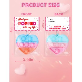 HEMEIYU 28Pcs Heart Shape Pop Fidget Toy with Valentine\'sDay Card for Kids,Valentines School Classroom Exchange Kit for Kids, Party Favor Supplies for Kids Children
