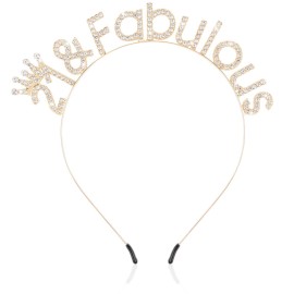 SuPoo 21st Birthday Crown Gold Diamond Headband, Party Decorations, and Hair Accessories for Her