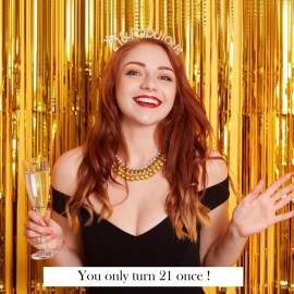 SuPoo 21st Birthday Crown Gold Diamond Headband, Party Decorations, and Hair Accessories for Her