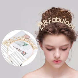 SuPoo 21st Birthday Crown Gold Diamond Headband, Party Decorations, and Hair Accessories for Her
