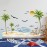 Palm Tree Wall Decals Watercolor Tropical Sea Waves Seagull Wall Stickers Peel and Stick Sunshine Beach Lounge Chairs Wall Decal Sticker Decal Bedroom Nursery Bathroom Kids Room Holiday Supply Decor