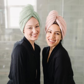 ROLSHOL Extra Large 4 Pack Microfiber Hair Towel Wrap for Women Super Absorbent & Quick Dry Hair Drying Towels with Button, Hair Turbans for Curly Hair Long & Short Hair - Anti-Frizz