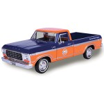 1979 F-150 Custom Pickup Truck Gulf Dark Blue and Orange 1/24 Diecast Model Car by Motormax 79652