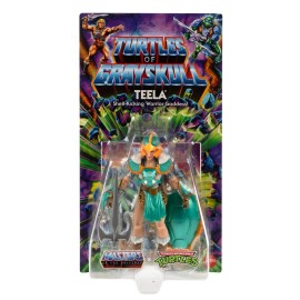Masters of the Universe Origins Turtles of Grayskull Teela Action Figure Toy in Turtle Inspired Armor, 16 Articulations, TMNT & Motu Crossover