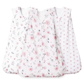 david\'s kids 3 Pack 100% Organic Cotton Baby Sleep Sack 6-12 Months, Ultra Soft Baby Wearable Blankets with 2-Way Zipper, Comfy Sleeping Bags for Infant Newborn Boys Girls Neutral, Medium Size, Floral