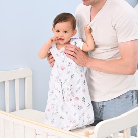 david\'s kids 3 Pack 100% Organic Cotton Baby Sleep Sack 6-12 Months, Ultra Soft Baby Wearable Blankets with 2-Way Zipper, Comfy Sleeping Bags for Infant Newborn Boys Girls Neutral, Medium Size, Floral