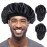 MoHern 2PCS Bonnets for Men, Double Layer Satin Hair Bonnet for Sleeping, Reversible Night Cap, for Curly Hair, Satin Bonnet for Black Men and Women (Black)