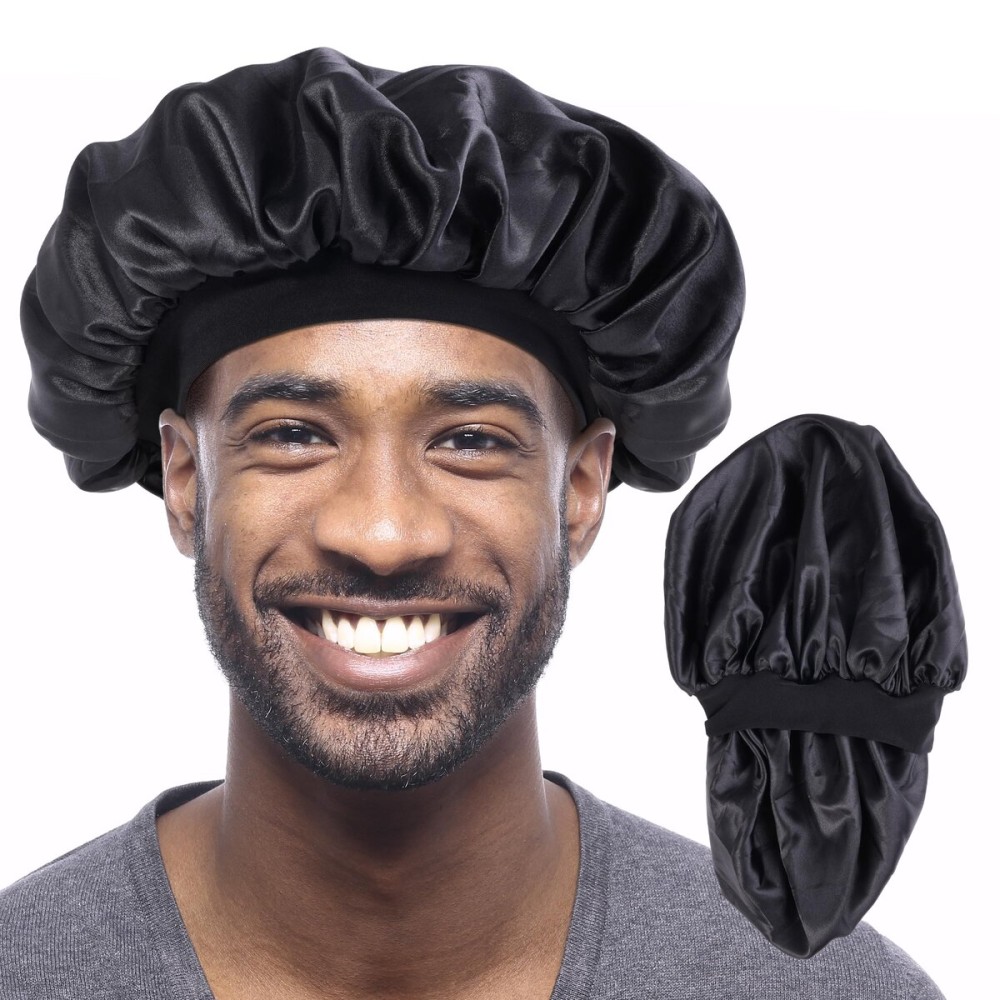MoHern Bonnets for Men, Double Layer Satin Hair Bonnet for Sleeping, Reversible Night Cap, Black Bonnet for Curly Hair, Satin Bonnet for Black Men and Women MoHern Bonnets for Men, Double Layer Satin Hair Bonnet for Sleeping, Reversible Night Cap, Black Bonnet for Curly Hair, Satin Bonnet for Black Men and Women