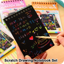smilixin 24 Pack Scratch Notebooks,Rainbow Scratch Paper Art Notebooks,Scratch Note Pads for Kids Rainbow Party Favors,Scratch Arts and Crafts Notebooks with 24 Wooden Stylus & 12 Drawing Stencils