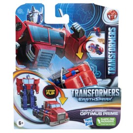 Transformers Toy EarthSpark 1-Step Flip Changer Optimus Prime Action Figure (10 cm), Robot Toy, from 6 Years