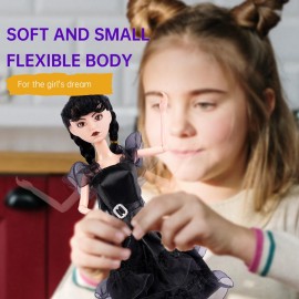 TTSUIMILESS 11.5 inch Dolls with Gift Box, Black Doll with Thing Hand, Black Dress, Black High Heels, Black Hair, Gift for Girls & Fans