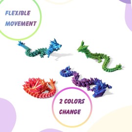 2PCS 12 3D Printed Dragon, 3D Animals, 3D Fidget Toy, Autism Toys, 3D Dragon, 3D Printing Dragon for Home Office Decor Executive Desk Toys